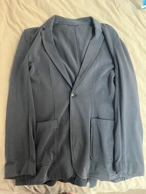 Marine Layer Slate Blue Single-Button Knit Blazer